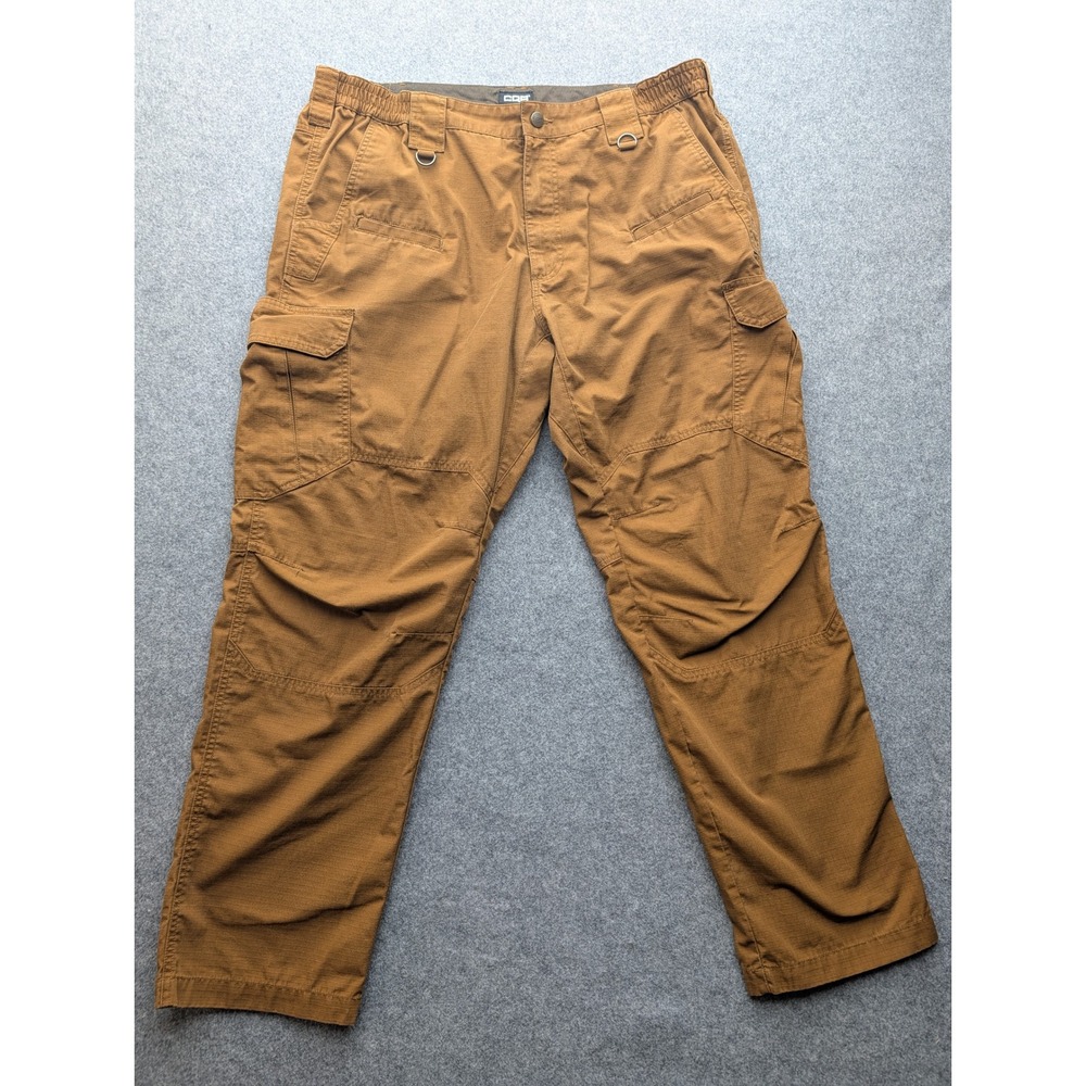 CQR Mens Tactical Cargo Pants Brown Ripstop Multi Pocket Work Outdoor 40W 32L